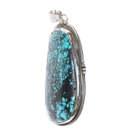 Roie Jaque Navajo sterling larger turquoise pendant - Estate Fresh Austin