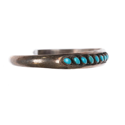 6.125" c1950's Sterling and turquoise slant row cast cuff bracelet - Estate Fresh Austin