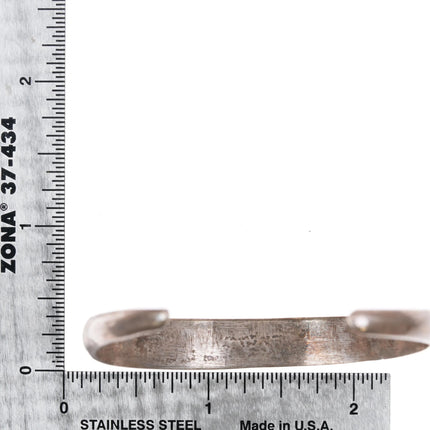 6.125" c1950's Sterling and turquoise slant row cast cuff bracelet - Estate Fresh Austin