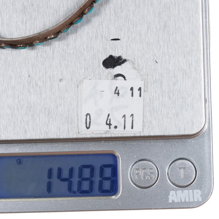 6.125" c1950's Sterling and turquoise slant row cast cuff bracelet - Estate Fresh Austin