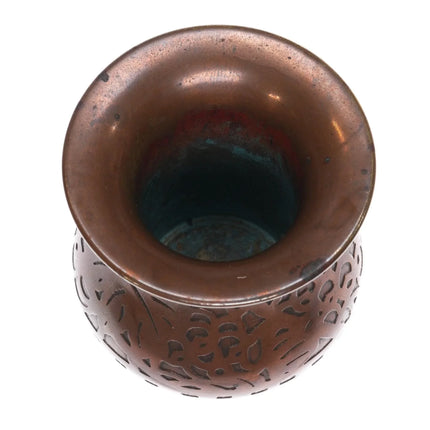 c1920 Tiffany Bronze Toothpick holder/pen caddy copper arts and crafts pattern - Estate Fresh Austin