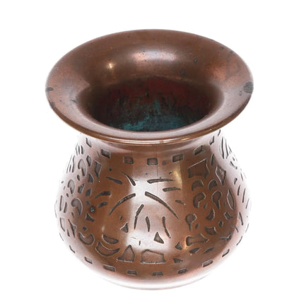 c1920 Tiffany Bronze Toothpick holder/pen caddy copper arts and crafts pattern - Estate Fresh Austin