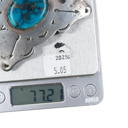 50's-60's Southwestern Sterling silver belt buckle with gorgeous turquoise stone - Estate Fresh Austin