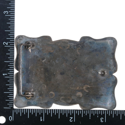 50's-60's Southwestern Sterling silver belt buckle with gorgeous turquoise stone - Estate Fresh Austin