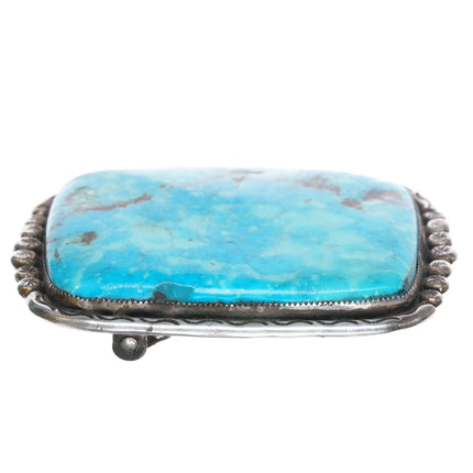 Large vintage DB Navajo Kingman turquoise sterling silver belt buckle - Estate Fresh Austin