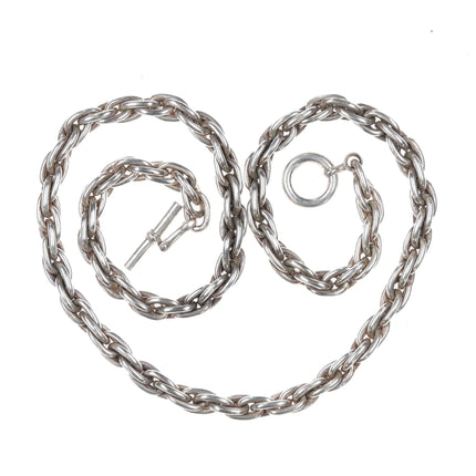 22" Vintage Navajo sterling silver Heavy rope chain necklace - Estate Fresh Austin