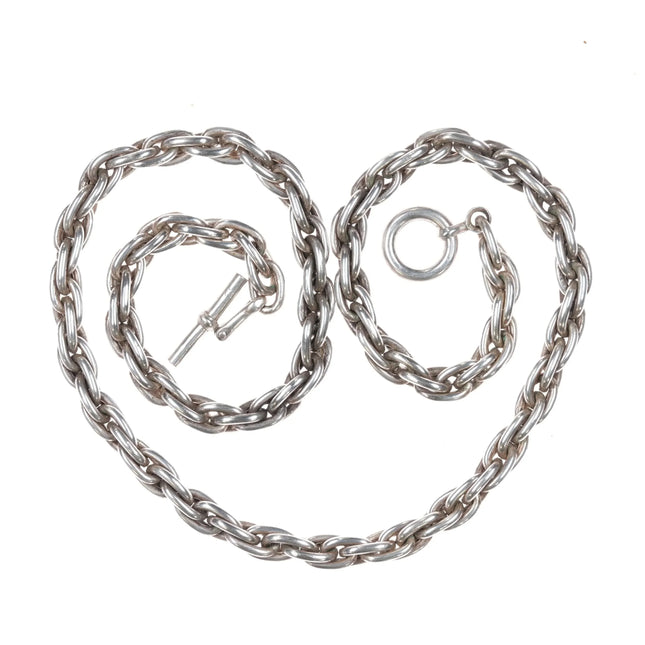 22" Vintage Navajo sterling silver Heavy rope chain necklace - Estate Fresh Austin