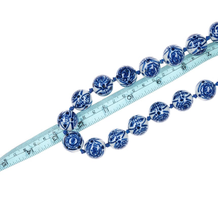 18-20mm 26" Chinese Republic period hand painted porcelain beaded necklace - Estate Fresh Austin