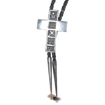 Vintage Roger John Navajo sterling silver cross bolo tie - Estate Fresh Austin