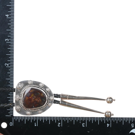 Vintage 1978 sterling silver Arizona Fire Agate bolo tie - Estate Fresh Austin