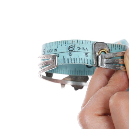 6.4" c1950's Zuni Rainbow Man sterling silver cuff bracelet nicely stamped sides