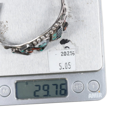 6.4" c1950's Zuni Rainbow Man sterling silver cuff bracelet nicely stamped sides