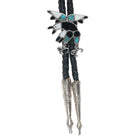 c1950 Zuni sterling silver channel inlay eagle bolo tie - Estate Fresh Austin