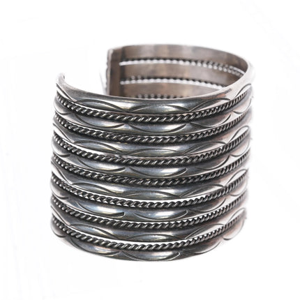6.25" Vintage Tahe Navajo multi Band sterling silver twisted wire cuff bracelet - Estate Fresh Austin