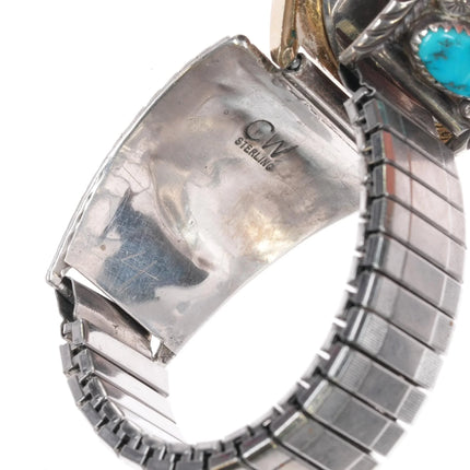 7.5" CW 80's Navajo sterling silver turquoise watch tips Automatic Seiko - Estate Fresh Austin