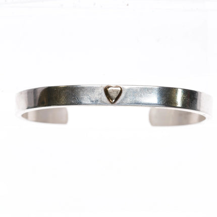 5.6" IC Sterling silver cuff bracelet with gold heart - Estate Fresh Austin