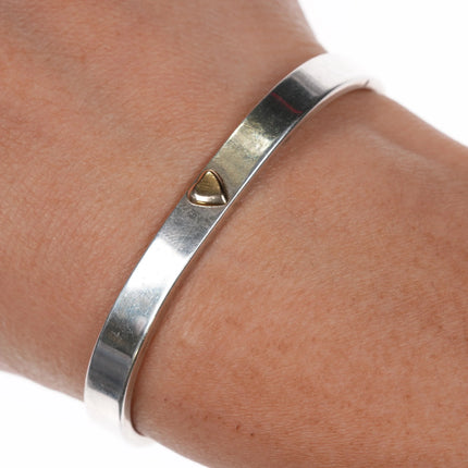 5.6" IC Sterling silver cuff bracelet with gold heart - Estate Fresh Austin