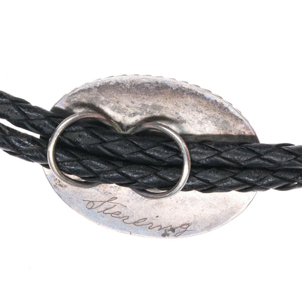 80's-90's Vintage Turquoise inlaid Agate sterling silver bolo tie - Estate Fresh Austin