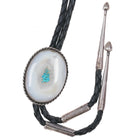 80's-90's Vintage Turquoise inlaid Agate sterling silver bolo tie - Estate Fresh Austin