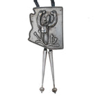 c1970 Bola Bill Arizona Shaped sterling silver bolo tie w saguaro cactus - Estate Fresh Austin
