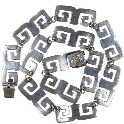 15" Margot De Taxco Mexican Modernist sterling silver greek key 5112 necklace - Estate Fresh Austin