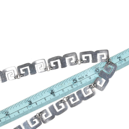 15" Margot De Taxco Mexican Modernist sterling silver greek key 5112 necklace - Estate Fresh Austin