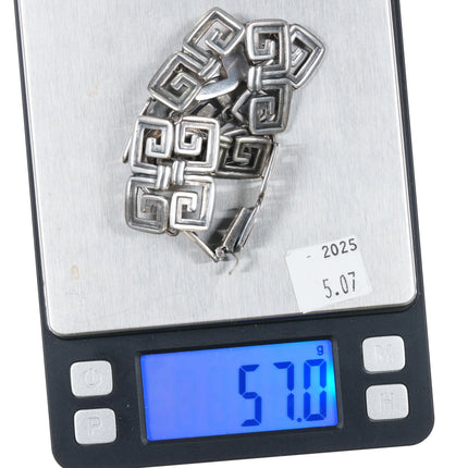 15" Margot De Taxco Mexican Modernist sterling silver greek key 5112 necklace - Estate Fresh Austin