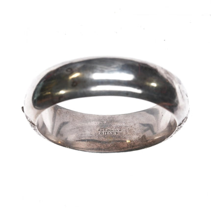 6.35" Antique Hand Engraved sterling silver bangle bracelet - Estate Fresh Austin