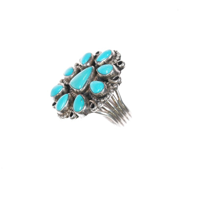 J Navajo sterling silver cluster Sleeping Beauty turquoise ring - Estate Fresh Austin