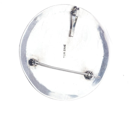 Tom Bahe (1924-2006) Navajo Overlay Pendant/pin - nice turquoise sterling silver - Estate Fresh Austin