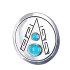Tom Bahe (1924-2006) Navajo Overlay Pendant/pin - nice turquoise sterling silver - Estate Fresh Austin