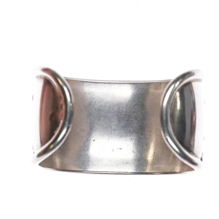 6.6" c1960 Southwestern Modernist sterling silver coral cluster cuff bracelet - Estate Fresh Austin