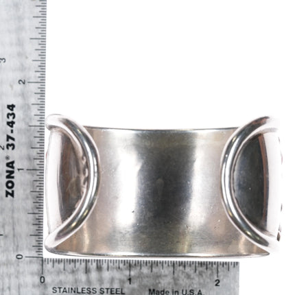 6.6" c1960 Southwestern Modernist sterling silver coral cluster cuff bracelet - Estate Fresh Austin