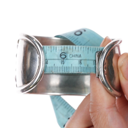 6.6" c1960 Southwestern Modernist sterling silver coral cluster cuff bracelet - Estate Fresh Austin