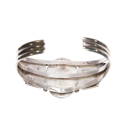 6.4" Herman Vandever Navajo sterling silver gaspeite cuff bracelet - Estate Fresh Austin