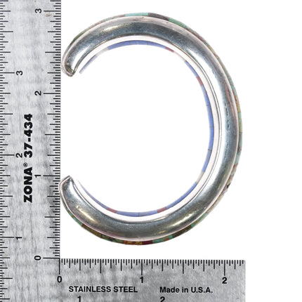 6" J.A Young & A.K. Edgar sterling turquoise, lapis, coral cuff bracelet - Estate Fresh Austin