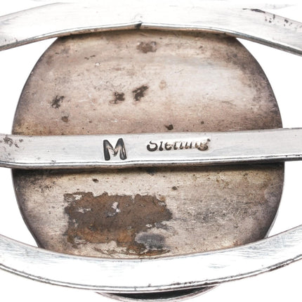 6.35" 1980's M Navajo sterling silver Arizona fire agate cuff bracelet - Estate Fresh Austin