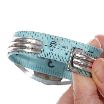 6.35" 1980's M Navajo sterling silver Arizona fire agate cuff bracelet - Estate Fresh Austin