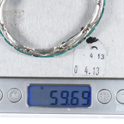 6.75" Shreve Saville Sterling spiderweb turquoise inlay cuff bracelet - Estate Fresh Austin