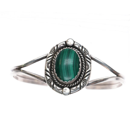 6.2" Edsitty Navajo 70's Sterling and malachite cuff bracelet - Estate Fresh Austin