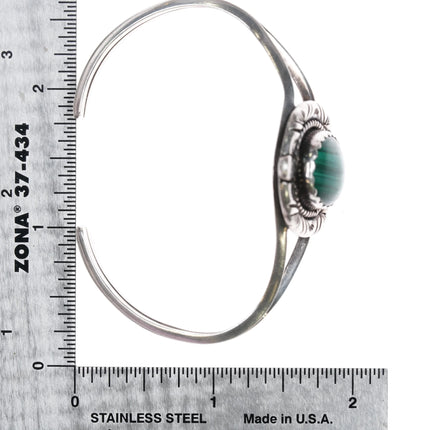 6.2" Edsitty Navajo 70's Sterling and malachite cuff bracelet - Estate Fresh Austin
