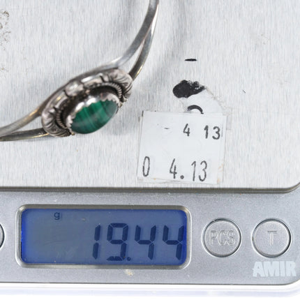 6.2" Edsitty Navajo 70's Sterling and malachite cuff bracelet - Estate Fresh Austin