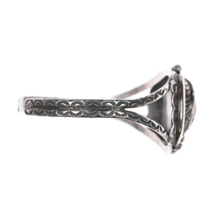 6.3" 60's-70's Navajo sterling silver coral cuff bracelet with nice stampings - Estate Fresh Austin
