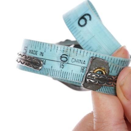 6.3" 60's-70's Navajo sterling silver coral cuff bracelet with nice stampings - Estate Fresh Austin