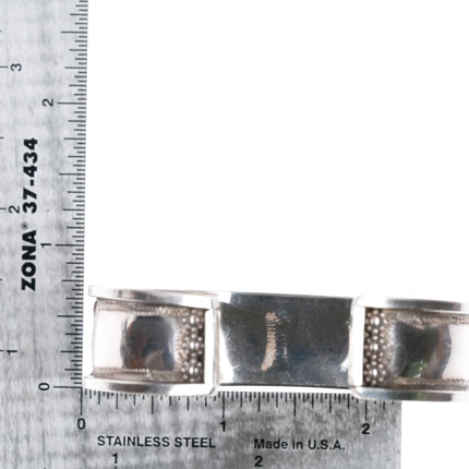 6.5" Unusual Vintage Sterling silver turquoise row cuff bracelet - Estate Fresh Austin