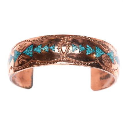 6.6" Nakai Navajo Copper chip inlay cuff bracelet - Estate Fresh Austin