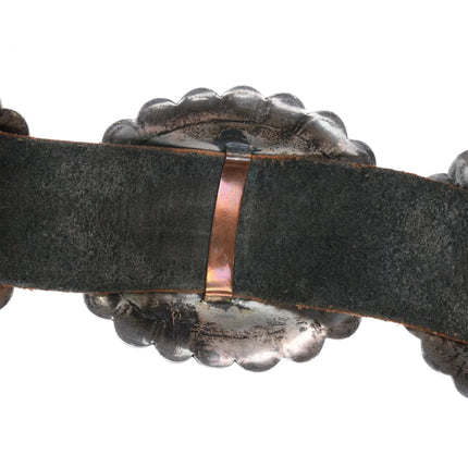 Big c1960 Navajo sterling silver and turquoise hand stamped repousse concho belt - Estate Fresh Austin