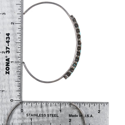 5.6" c1940's Dishta Zuni single row flush inlay stacker cuff bracelets pair - Estate Fresh Austin