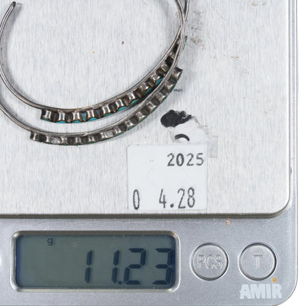 5.6" c1940's Dishta Zuni single row flush inlay stacker cuff bracelets pair - Estate Fresh Austin