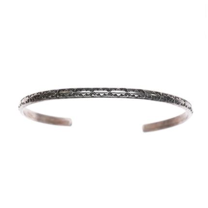 6.6" slim stacker sterling silver Navajo stamped cuff bracelet - Estate Fresh Austin